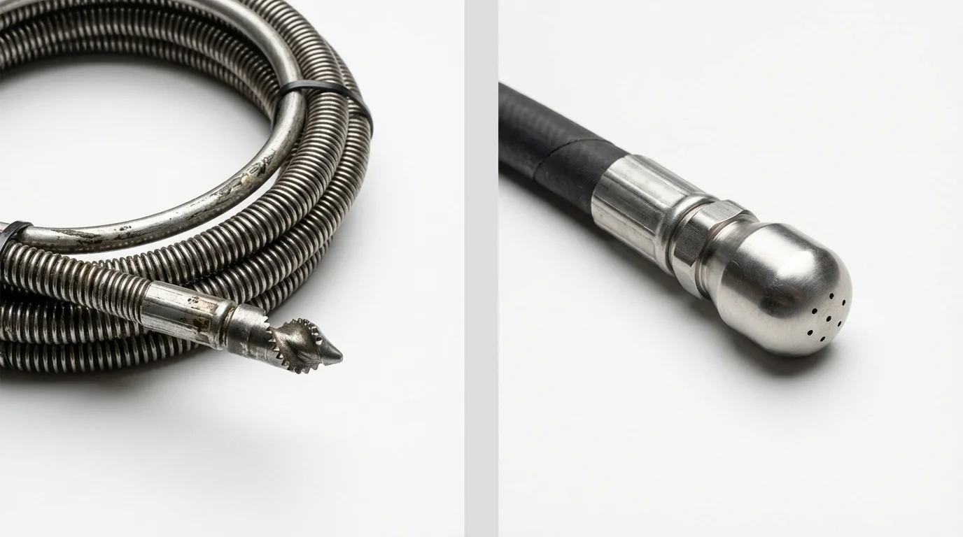 Drain snake cable and hydro jetting nozzle used for drain cleaning in Saint George, UT