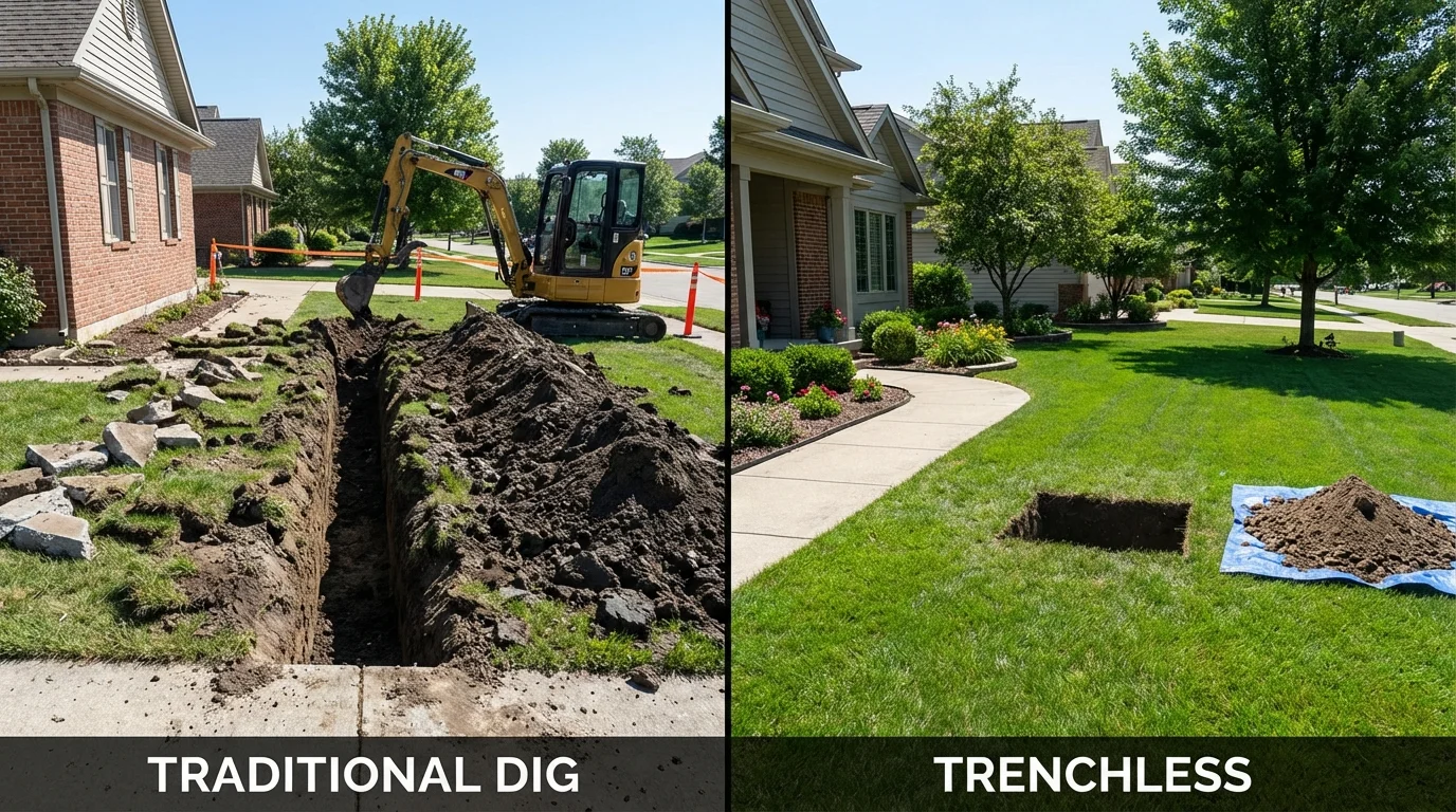Trenchless sewer repair with minimal yard damage versus traditional excavation in Saint George, UT